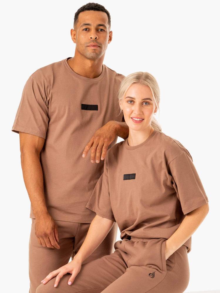 Mocha Ryderwear Men T Shirts Unisex Oversized Men's T Shirts | AU1299WY