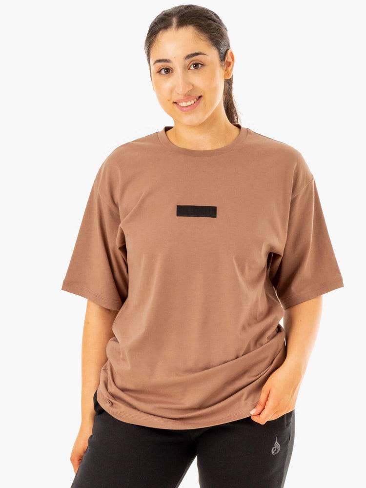 Mocha Ryderwear Men T Shirts Unisex Oversized Men's T Shirts | AU1299WY