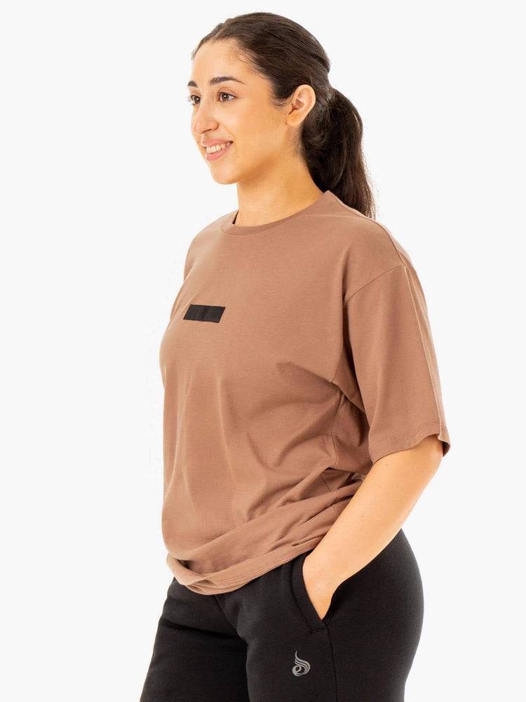 Mocha Ryderwear Men T Shirts Unisex Oversized Men's T Shirts | AU1299WY