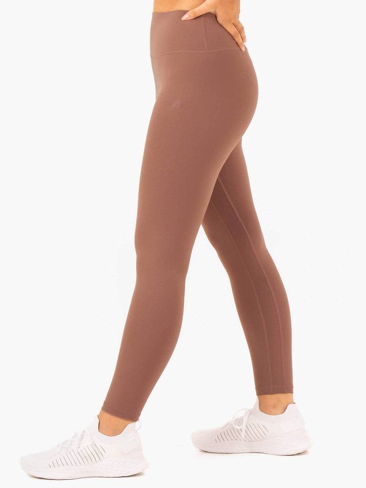 Mocha Ryderwear Women Leggings NKD Refine High Waisted Women's Leggings | AU1817MA