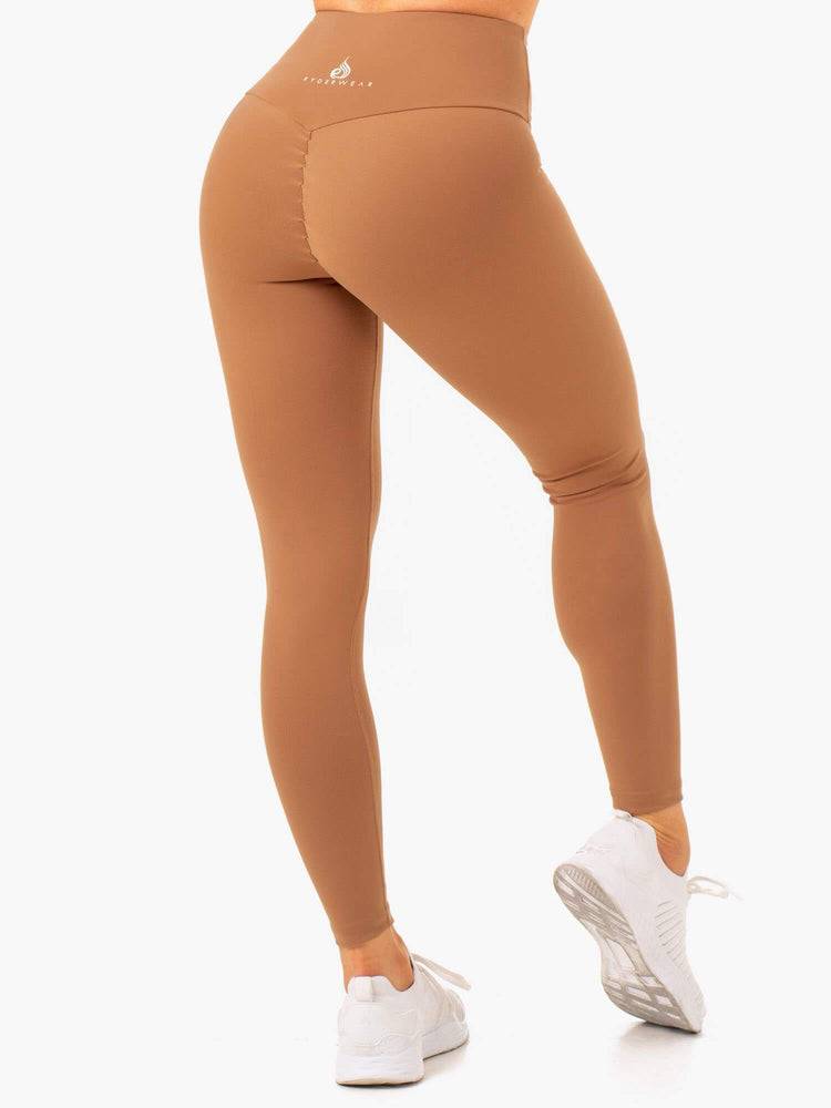 Mocha Ryderwear Women Leggings Vital High Waisted Scrunch Women's Leggings | AU1838XF