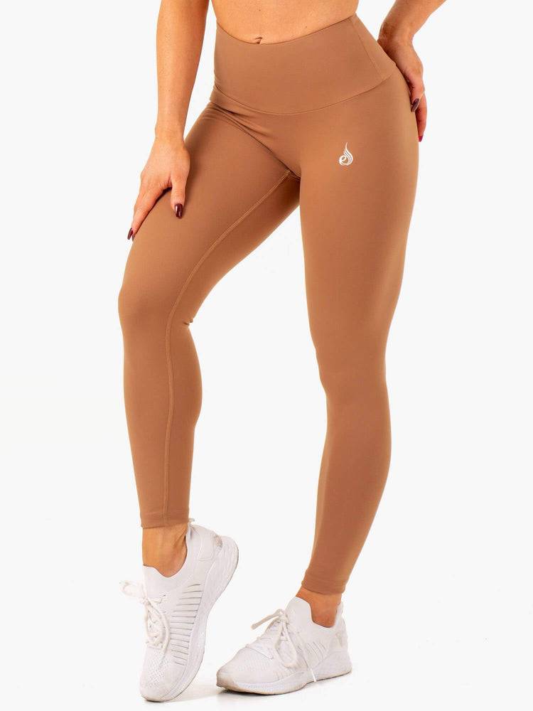 Mocha Ryderwear Women Leggings Vital High Waisted Scrunch Women's Leggings | AU1838XF