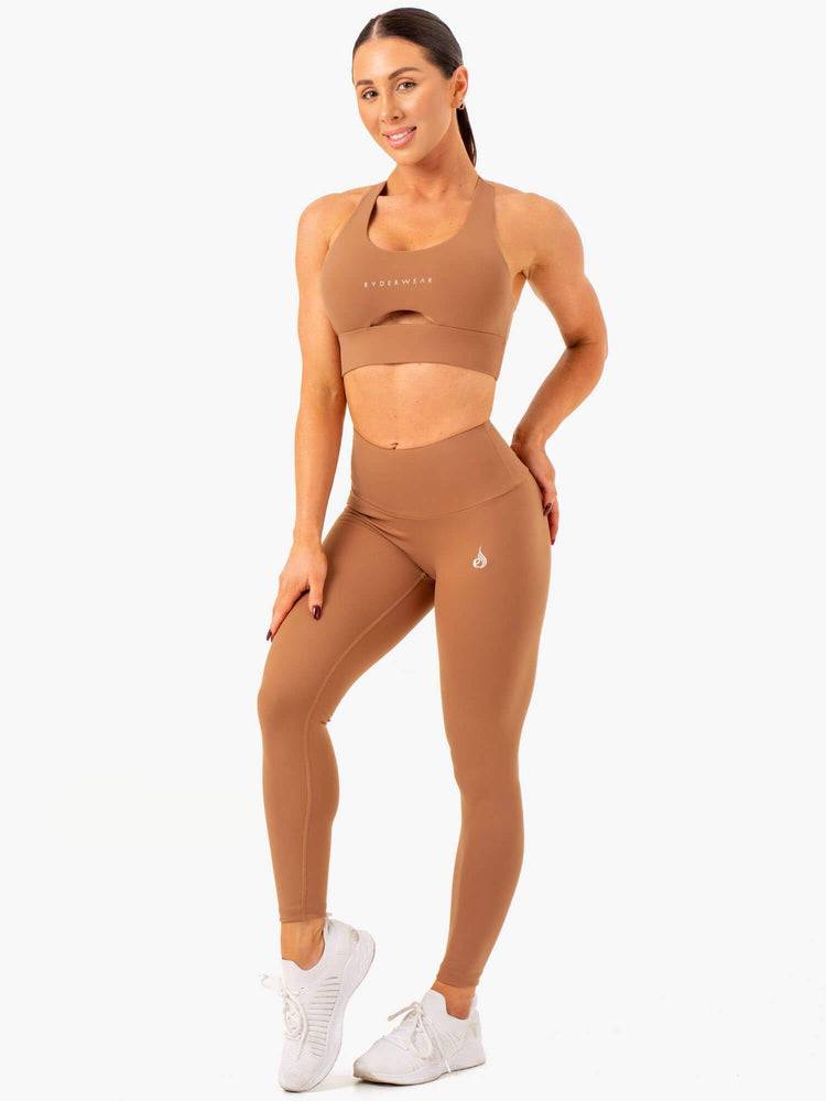 Mocha Ryderwear Women Leggings Vital High Waisted Scrunch Women's Leggings | AU1838XF