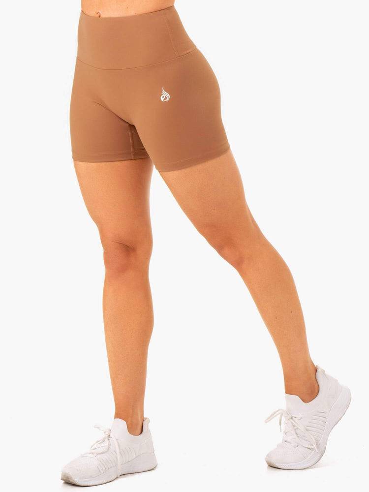 Mocha Ryderwear Women Shorts Vital Mid Length Scrunch Women's Shorts | AU2111IS