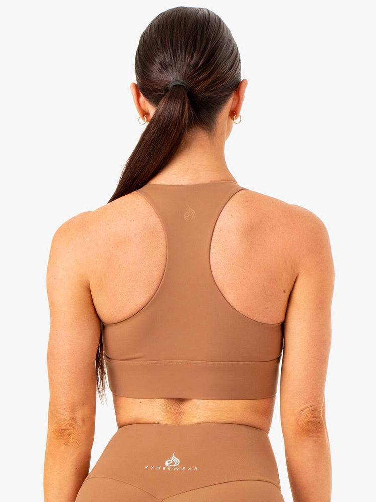 Mocha Ryderwear Women Sports Bra Focus Contour Women's Sports Bra | AU2299FM