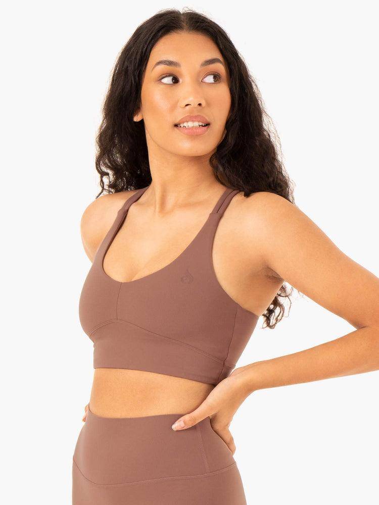 Mocha Ryderwear Women Sports Bra NKD Refine Women's Sports Bra | AU2362HK