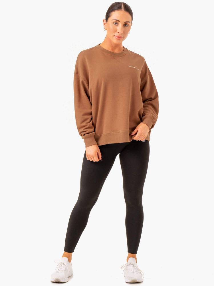 Mocha Ryderwear Women Sweaters Recover Lightweight Women's Sweaters | AU2637WY