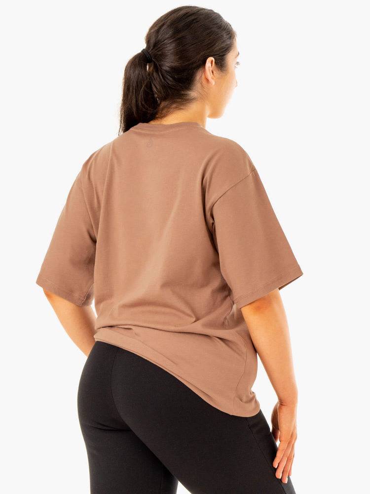 Mocha Ryderwear Women T Shirts Unisex Oversized Women's T Shirts | AU2735LH