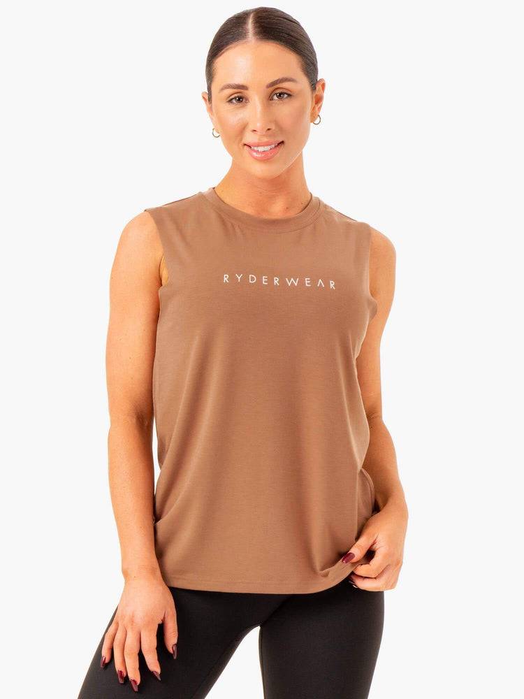 Mocha Ryderwear Women Tanks Foundation Muscle Women's Tanks | AU2885AP