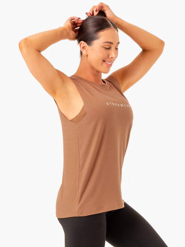 Mocha Ryderwear Women Tanks Foundation Muscle Women's Tanks | AU2885AP