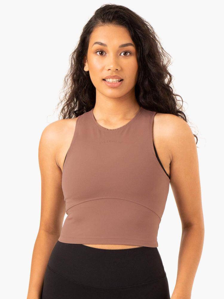 Mocha Ryderwear Women Tanks NKD Refine Women\'s Tanks | AU2940QZ