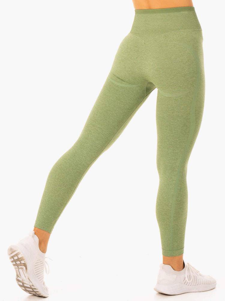 Moss Green Marl Ryderwear Women Leggings Excel Seamless High Waisted Women's Leggings | AU1834JJ