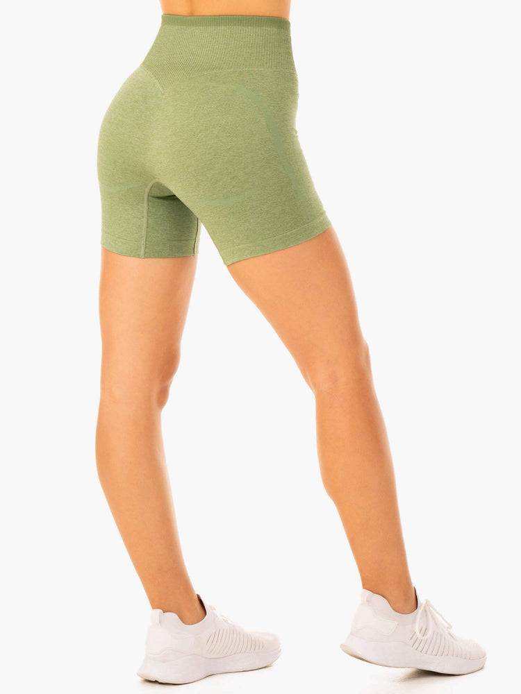 Moss Green Marl Ryderwear Women Shorts Excel Seamless High Waisted Women's Shorts | AU2002EX