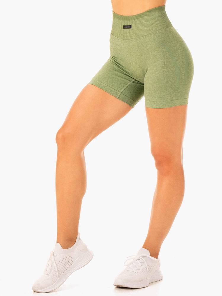 Moss Green Marl Ryderwear Women Shorts Excel Seamless High Waisted Women\'s Shorts | AU2002EX