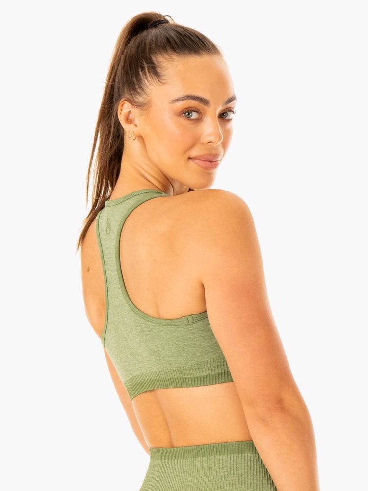 Moss Green Marl Ryderwear Women Sports Bra Excel Seamless Women's Sports Bra | AU2270AP