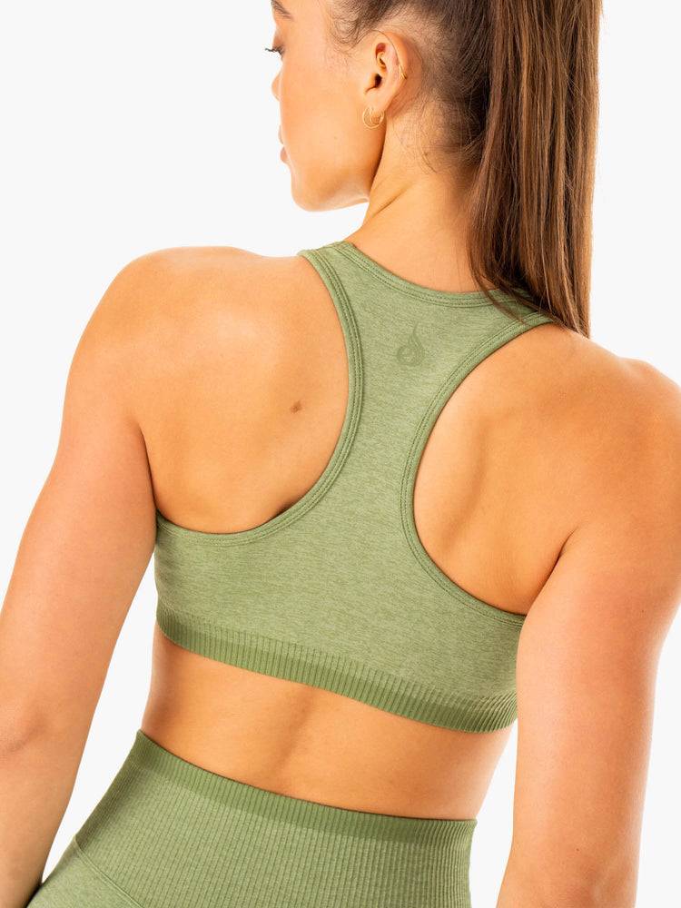 Moss Green Marl Ryderwear Women Sports Bra Excel Seamless Women's Sports Bra | AU2270AP