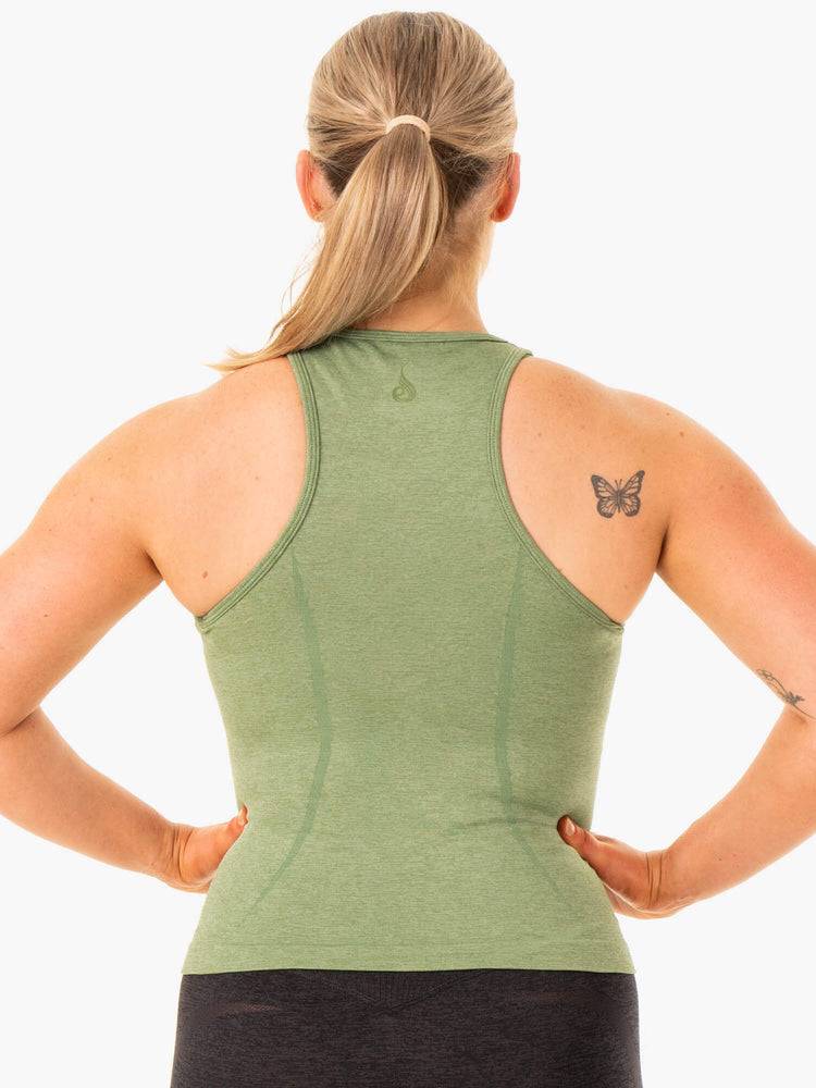 Moss Green Marl Ryderwear Women Tanks Excel Seamless Mid Length Women's Tanks | AU2861OR