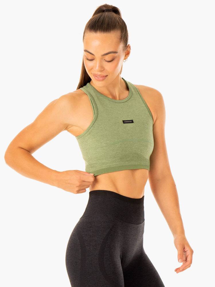 Moss Green Marl Ryderwear Women Tanks Excel Seamless Women's Tanks | AU2901XF