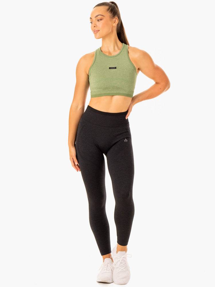 Moss Green Marl Ryderwear Women Tanks Excel Seamless Women's Tanks | AU2901XF