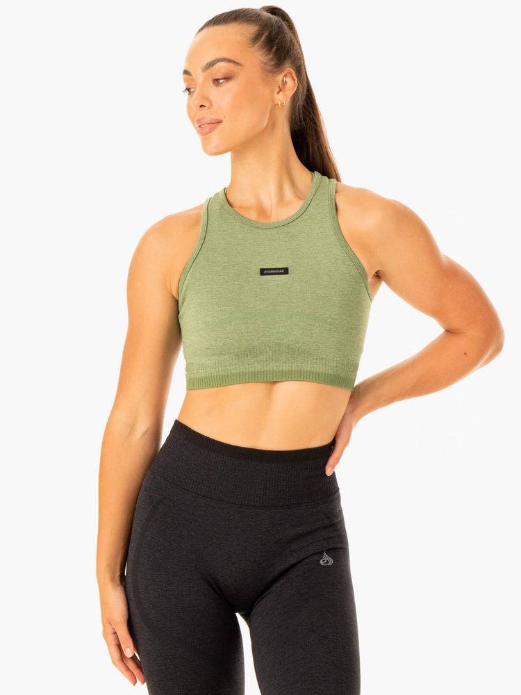 Moss Green Marl Ryderwear Women Tanks Excel Seamless Women\'s Tanks | AU2901XF