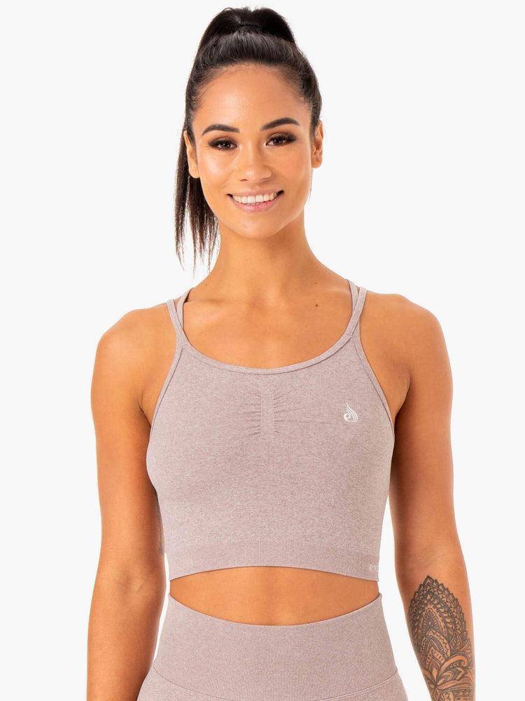 Mushroom Marl Ryderwear Women Sports Bra Sculpt Seamless Tank Women's Sports Bra | AU2333LH