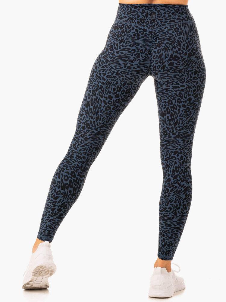 Navy Leopard Ryderwear Women Leggings Rotation High Waisted Scrunch Women's Leggings | AU1843MA