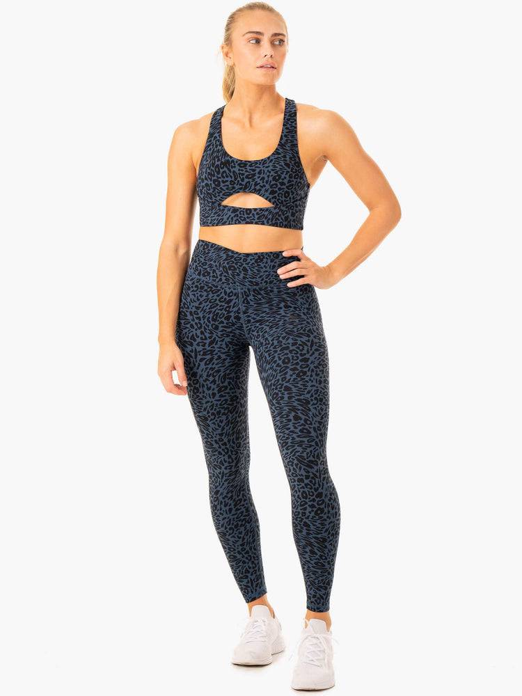 Navy Leopard Ryderwear Women Leggings Rotation High Waisted Scrunch Women's Leggings | AU1843MA