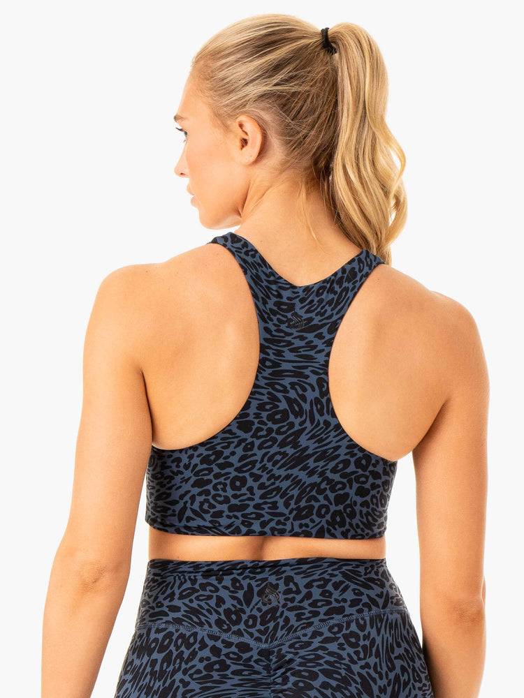 Navy Leopard Ryderwear Women Sports Bra Rotation Women's Sports Bra | AU2387JJ