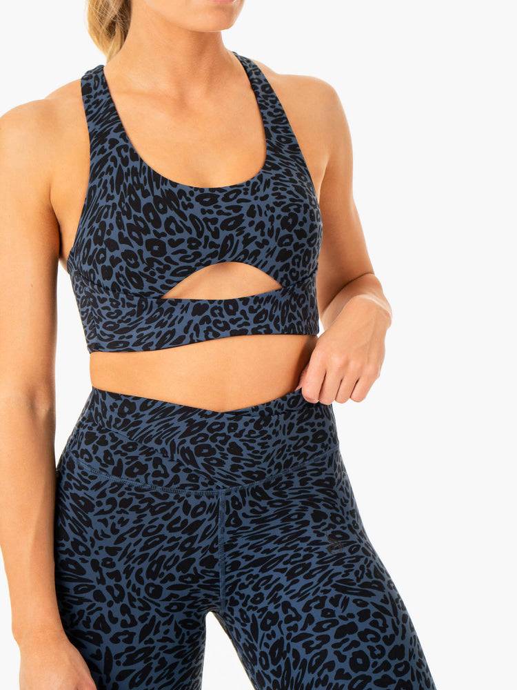 Navy Leopard Ryderwear Women Sports Bra Rotation Women's Sports Bra | AU2387JJ