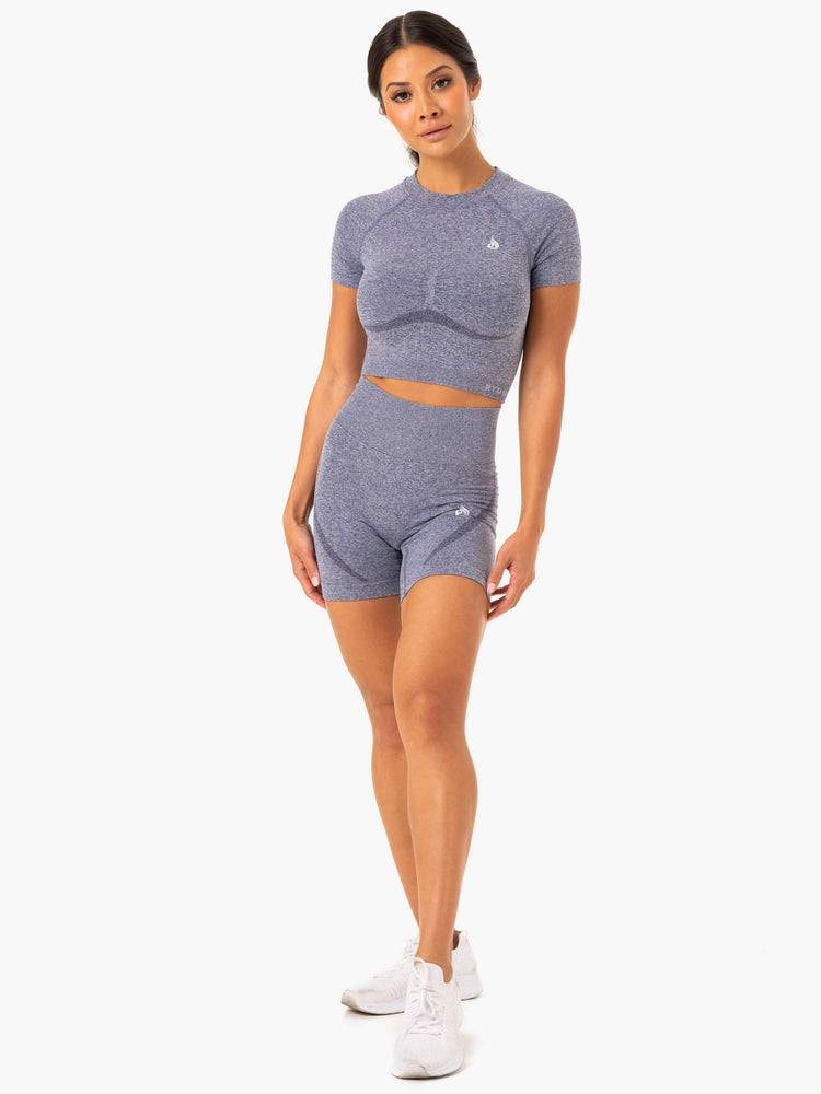 Navy Marl Ryderwear Women Shorts Sculpt Seamless Women's Shorts | AU2048VD