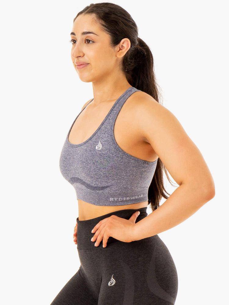 Navy Marl Ryderwear Women Sports Bra Sculpt Seamless Racer Back Women's Sports Bra | AU2235WY