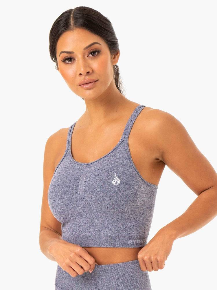 Navy Marl Ryderwear Women Sports Bra Sculpt Seamless Tank Women's Sports Bra | AU2405NB