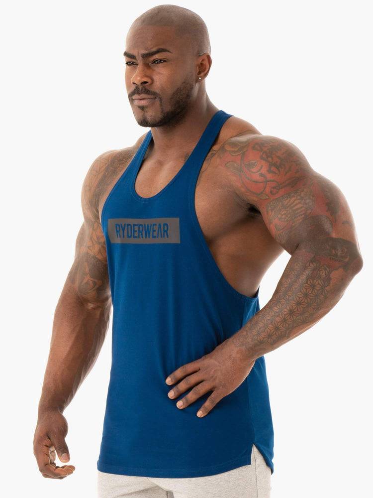 Navy Ryderwear Men Gym Stringers Base Stringer T-Back Men's Gym Stringers | AU1504NB