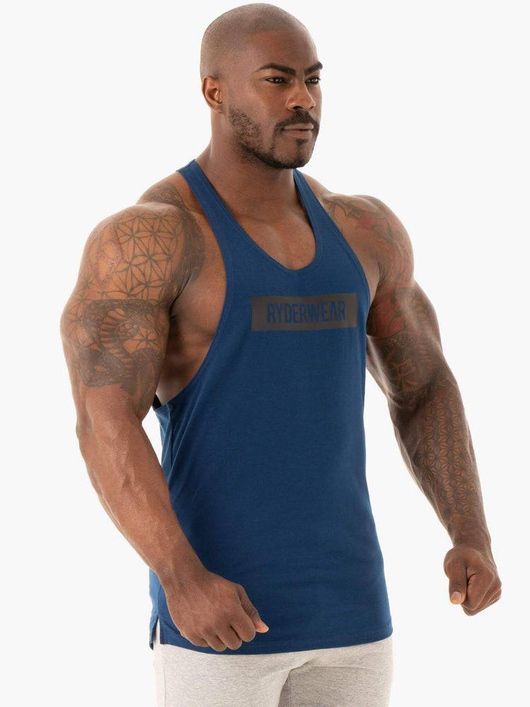 Navy Ryderwear Men Gym Stringers Base Stringer T-Back Men's Gym Stringers | AU1504NB