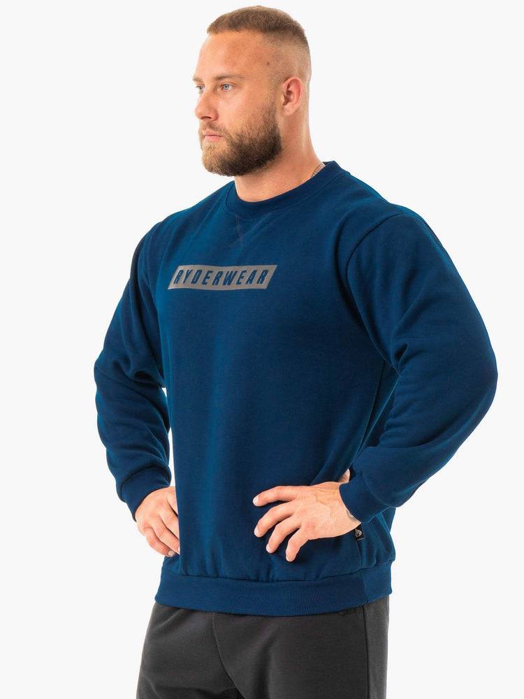 Navy Ryderwear Men Sweaters Force Pullover Men's Sweaters | AU1322NB