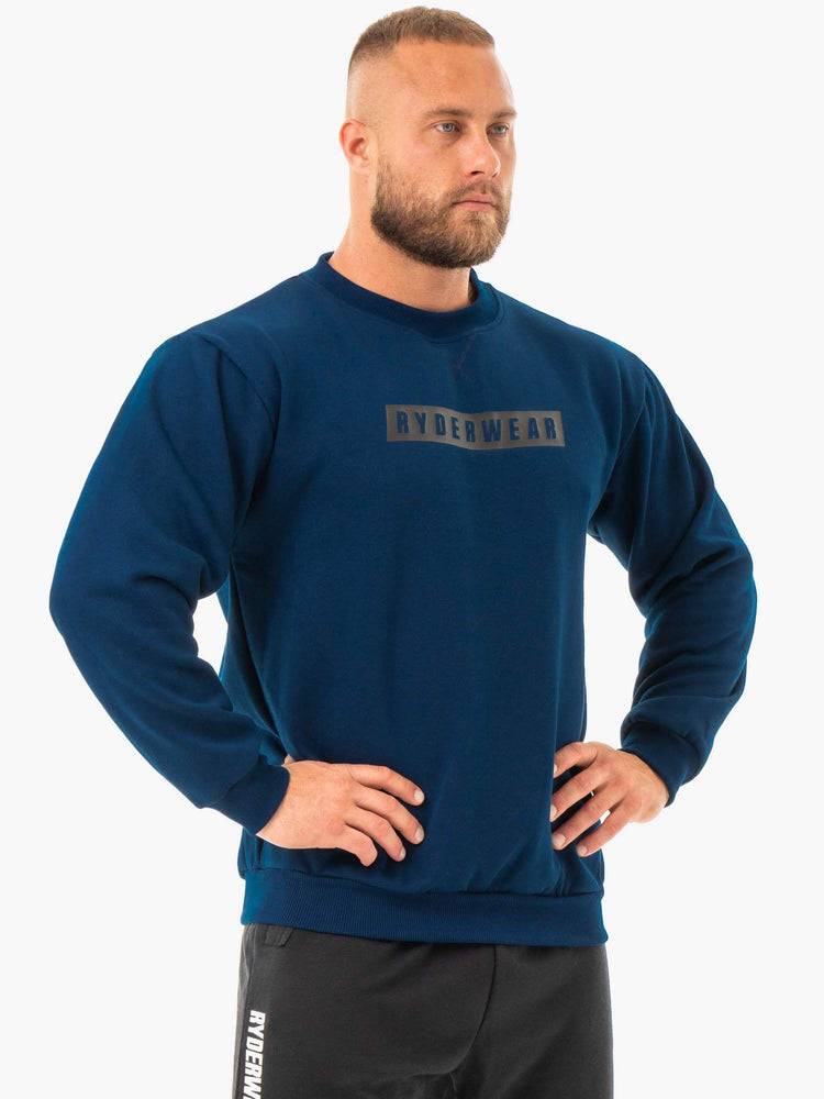 Navy Ryderwear Men Sweaters Force Pullover Men's Sweaters | AU1322NB