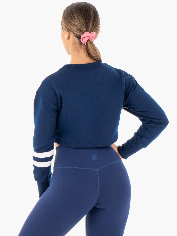 Navy Ryderwear Women Sweaters Motion Cropped Women's Sweaters | AU2623HK