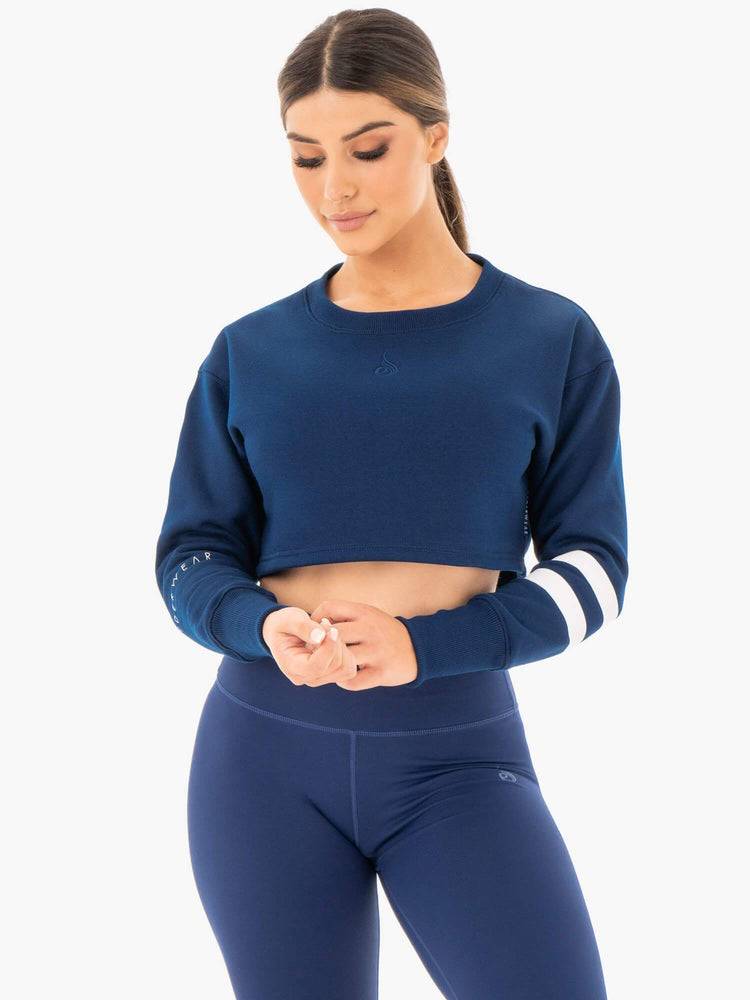 Navy Ryderwear Women Sweaters Motion Cropped Women\'s Sweaters | AU2623HK