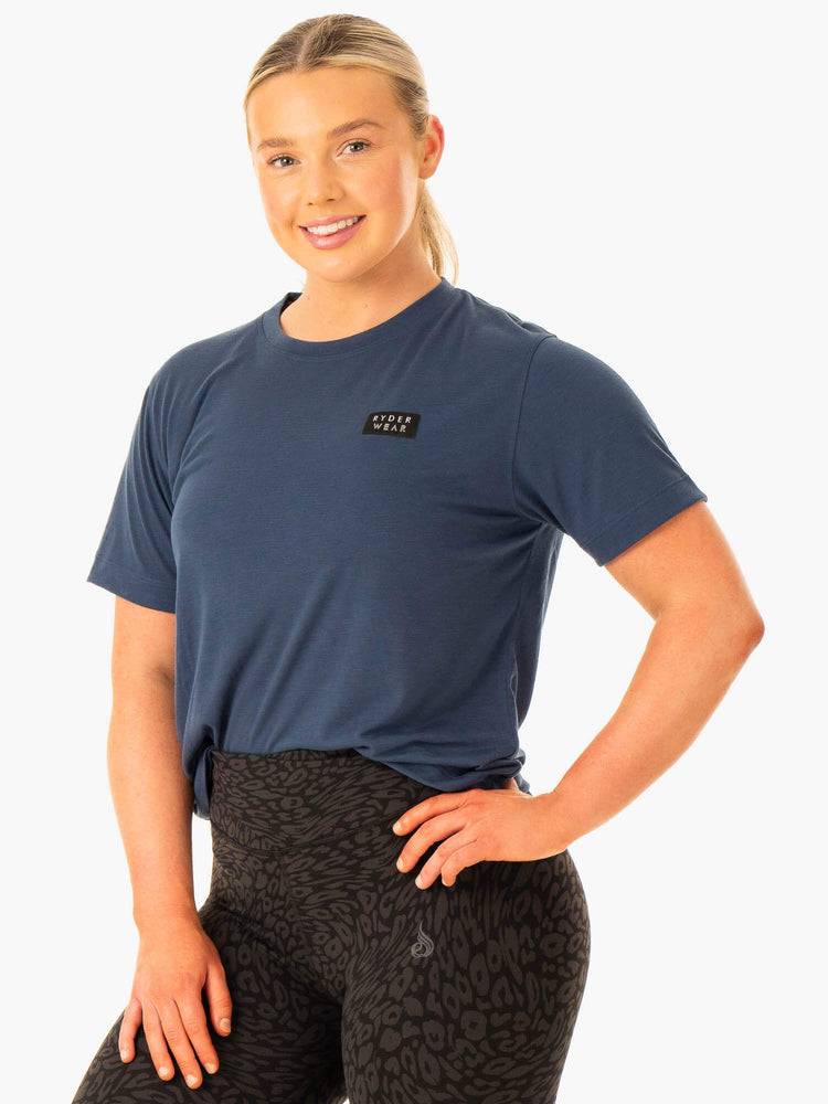 Navy Ryderwear Women T Shirts Rotation Women's T Shirts | AU2767FM