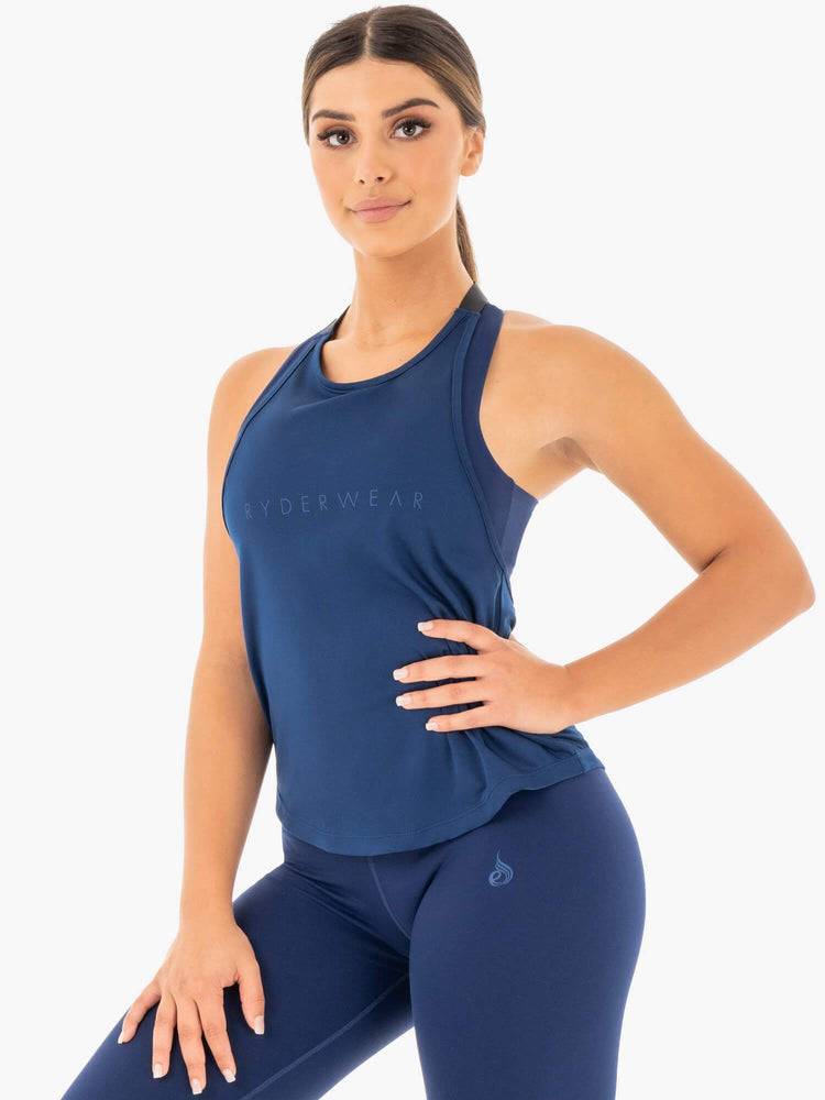 Navy Ryderwear Women Tanks Motion Slinky T-Back Women's Tanks | AU3013NB