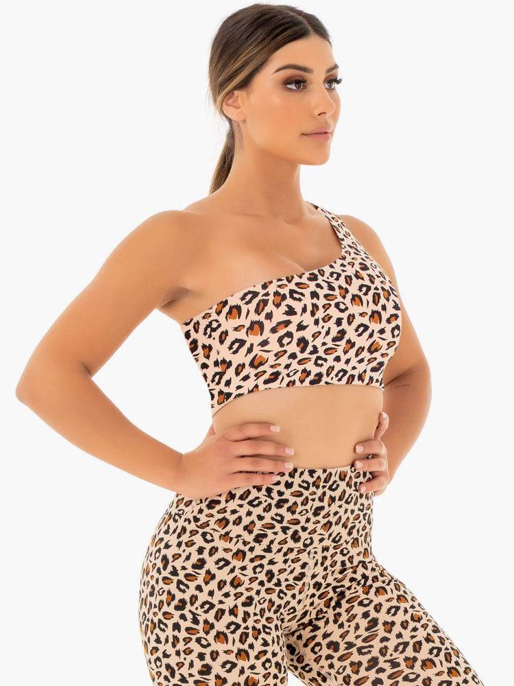 Nude Leopard Ryderwear Women Sports Bra Adapt One Shoulder Women's Sports Bra | AU2539XF