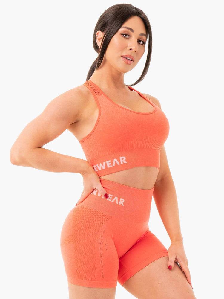 Orange Marl Ryderwear Women Sports Bra Seamless Staples Women's Sports Bra | AU2530RW