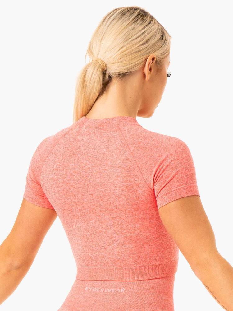 Peach Marl Ryderwear Women T Shirts Sculpt Seamless Women's T Shirts | AU2716SO