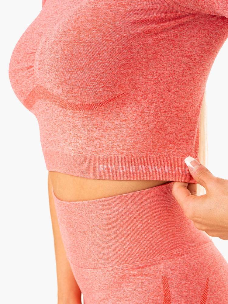 Peach Marl Ryderwear Women T Shirts Sculpt Seamless Women's T Shirts | AU2716SO