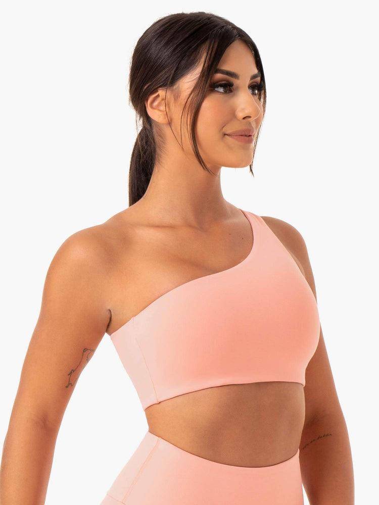 Peach Ryderwear Women Sports Bra Adapt One Shoulder Women's Sports Bra | AU2344IS