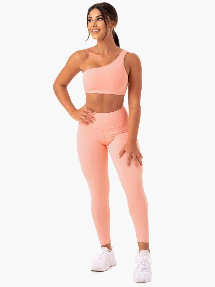 Peach Ryderwear Women Sports Bra Adapt One Shoulder Women's Sports Bra | AU2344IS