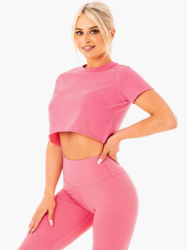 Pink Lemonade Ryderwear Women T Shirts Motion Cropped Women's T Shirts | AU2683MA