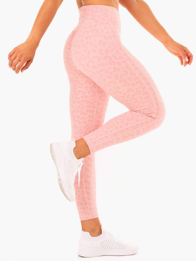 Pink Leopard Ryderwear Women Leggings Evolution High Waisted Scrunch Women's Leggings | AU1734XF