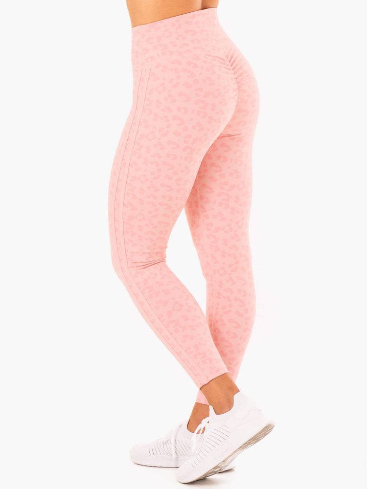 Pink Leopard Ryderwear Women Leggings Evolution High Waisted Scrunch Women's Leggings | AU1734XF