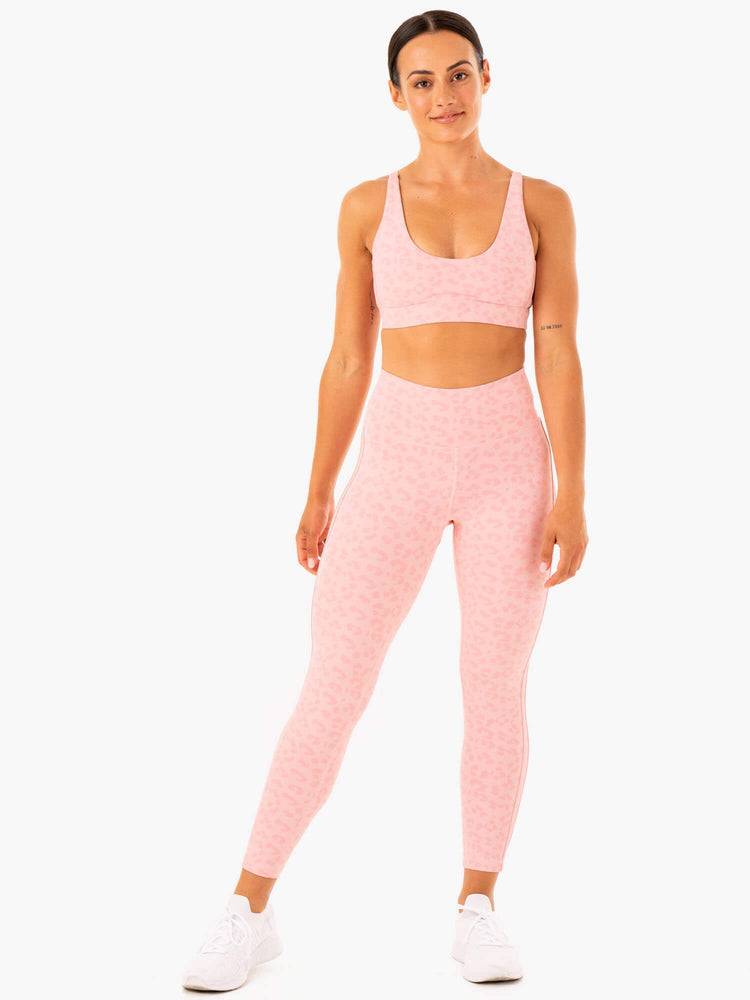 Pink Leopard Ryderwear Women Leggings Evolution High Waisted Scrunch Women's Leggings | AU1734XF